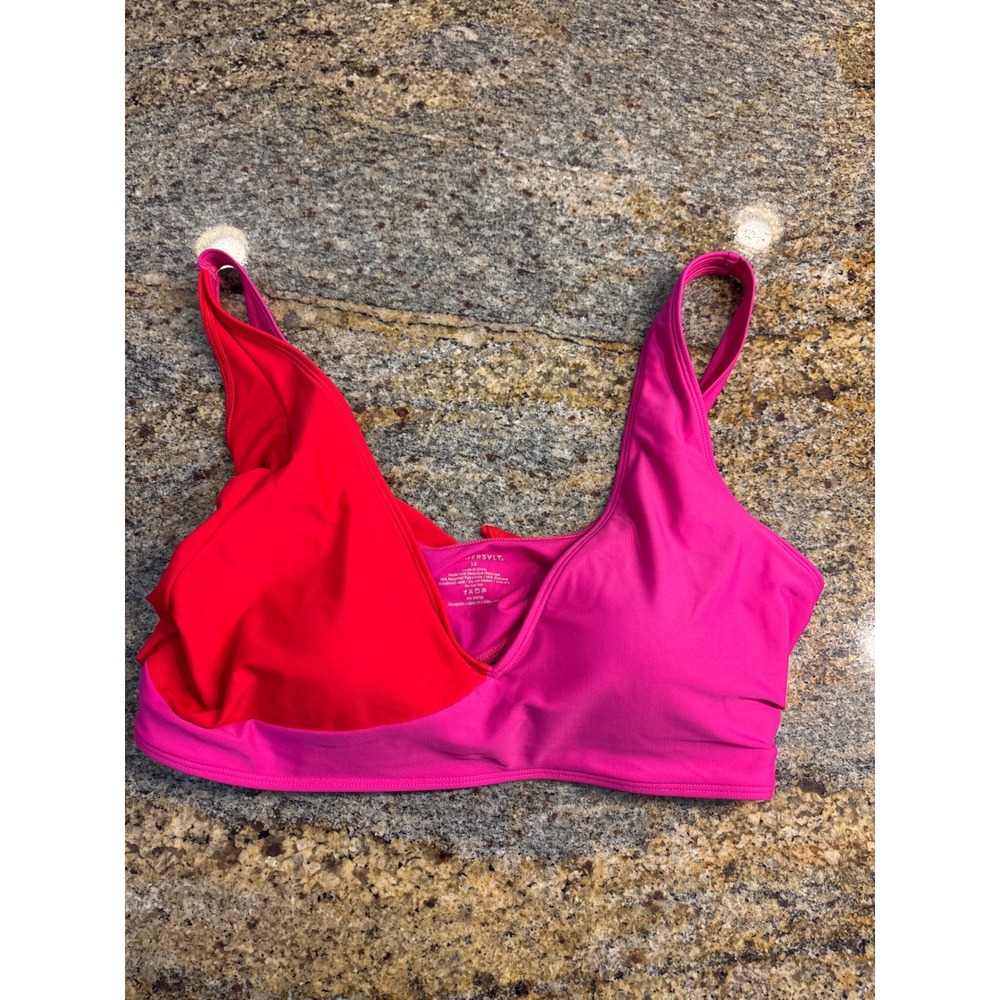Summersalt Wrap Bikini Top Hibiscus Fuchsia Pink Red‎ Size 12 2342.01 Resortwear
